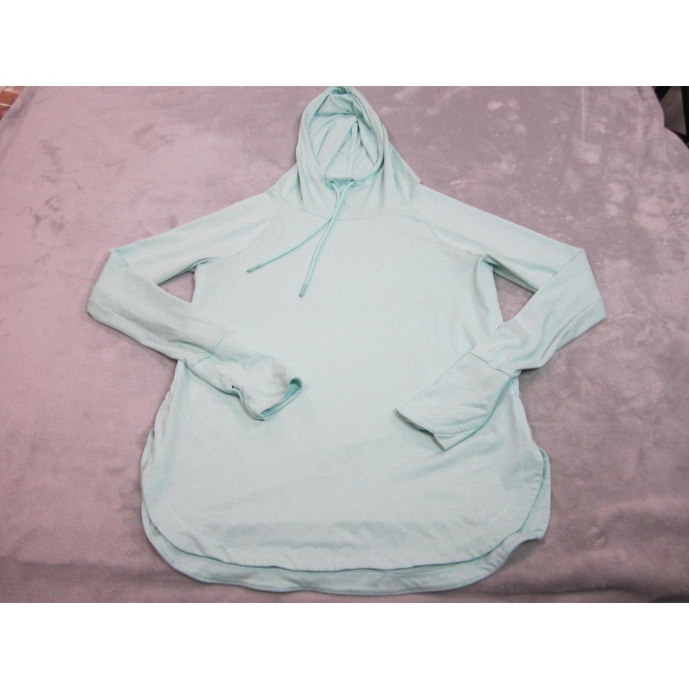 Athleta Hoodie Women Small Mint Green Thumbhole Tulip Hem Pullover Activewear